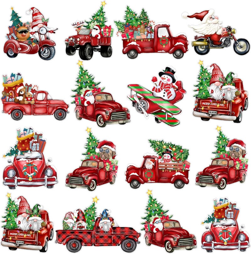 TREWAVE 48 Pcs Winter Christmas Gnome Truck Cutouts Christmas Bulletin Board Decorations Classroom Winter Holiday Cut-Outs Home School Bulletin Board Stickers for Wall Window - Image 1